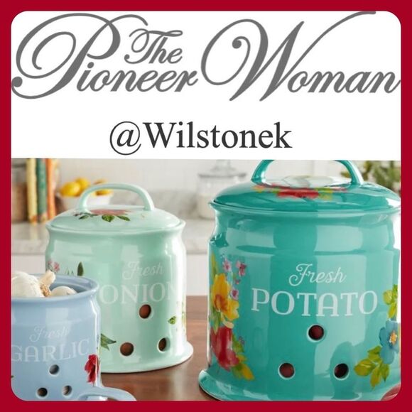 The Pioneer Woman Set of Potato Keeper, Onion Keeper and Garlic Keeper - Picture 1 of 7